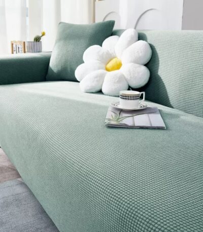 Bọc sofa vải nhung co giãn hoa văn ô vuông HF636D