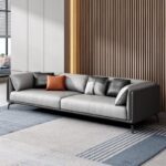 Sofa băng da tay vịn gập thanh lịch hiện đại SKM122