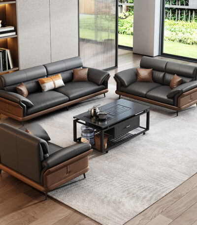 Sofa da văn phòng phong cách hiện đại SKM489