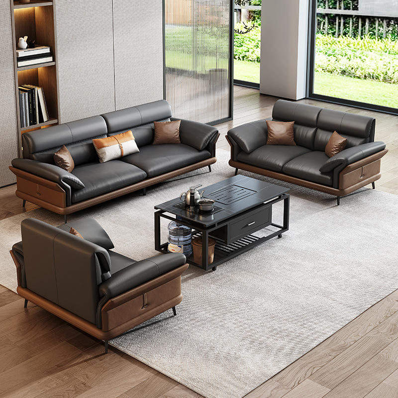 Sofa da văn phòng phong cách hiện đại SKM489