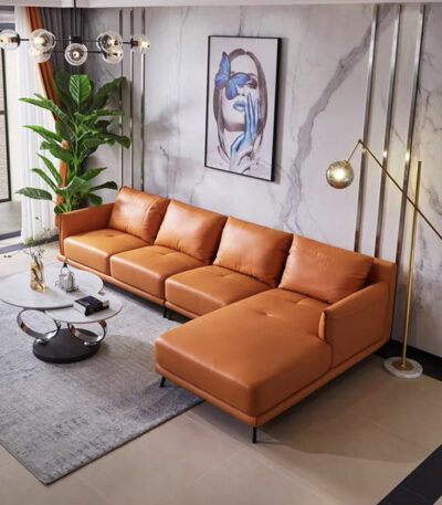 Sofa góc L bọc da sang trọng hiện đại FQH245