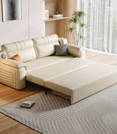 Sofa kết hợp giường đôi bọc da cao cấp JES479