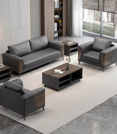 Sofa văng da hiện đại trang trí phòng khách SKM063