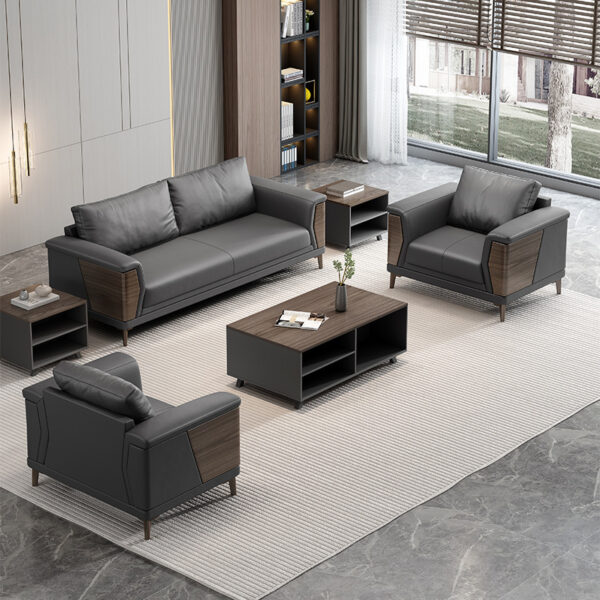 Sofa văng da hiện đại trang trí phòng khách SKM063