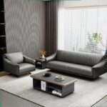 Sofa văng da phòng khách phối màu thời trang SKM428