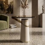 Bàn tab sofa mặt kính kiểu dáng số 7 độc đáo FSL002