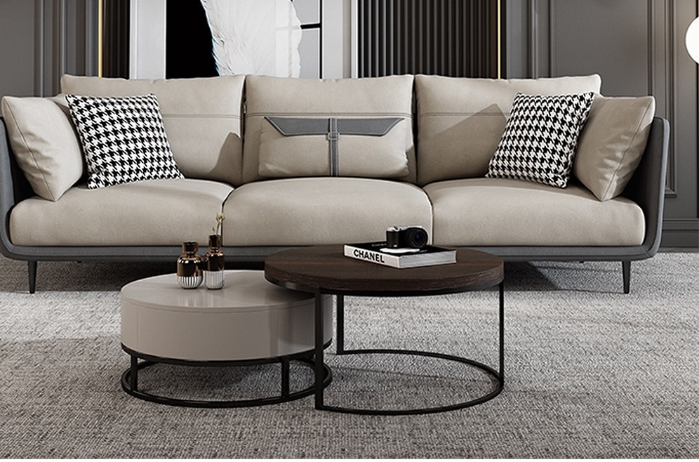 Phối chân ghế sofa đồng điệu màu với bàn sofa