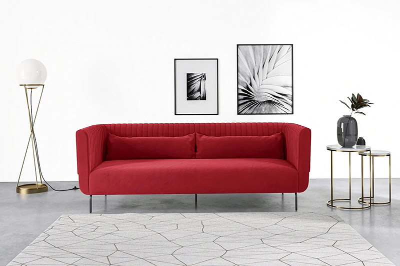 Sofa băng nhung đỏ phong cách châu Âu hiện đại S109