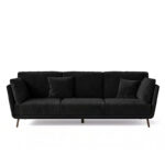 Sofa băng thư giãn đệm bọc nhung đen S95