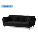 Sofa băng thư giãn đệm bọc nhung đen S95