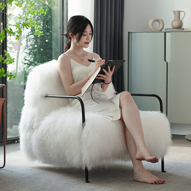 Sofa đơn lông xù thư giãn trang trí luxury MM272 