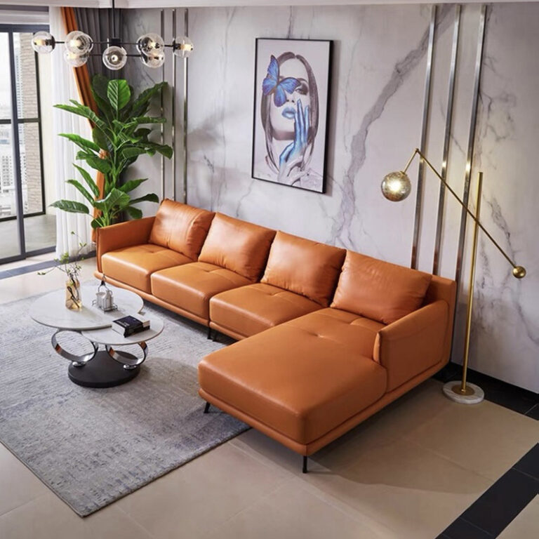 Sofa góc L bọc da sang trọng hiện đại FQH245