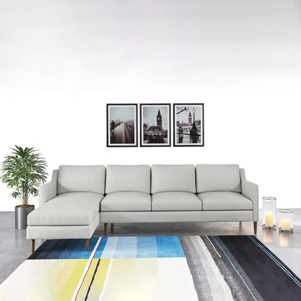 Sofa góc phòng khách chữ L bọc da hiện đại 