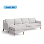 Sofa phòng khách góc chữ L bọc da hiện đại S90