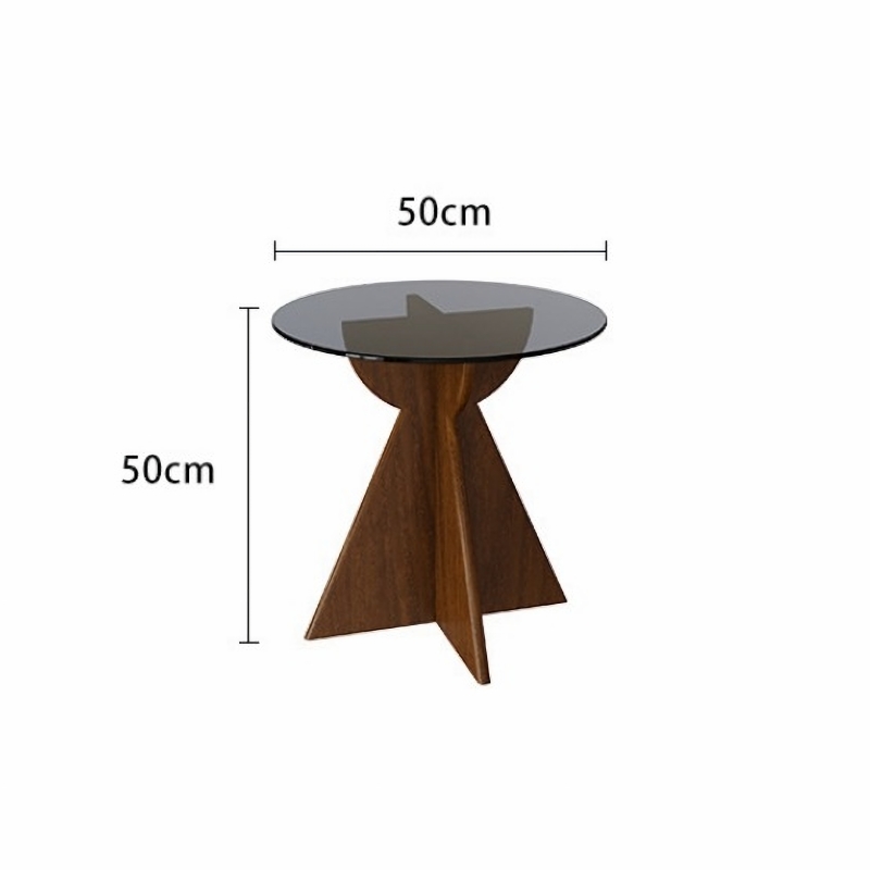 Bàn góc sofa chân gỗ 4 cạnh mặt kính ấn tượng FQ4278