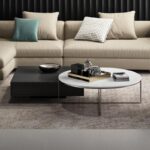 Bàn sofa hiện đại hình học trắng đen nghệ thuật FSL762