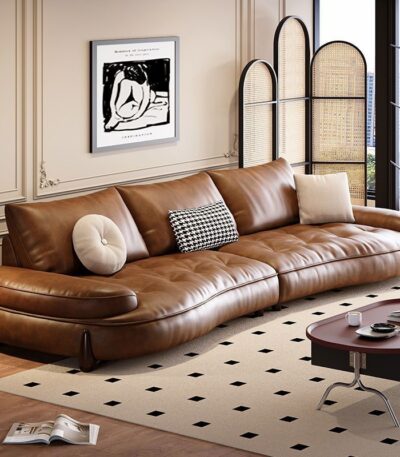 Sofa da cong Emrick decor phòng khách cao cấp SNX436