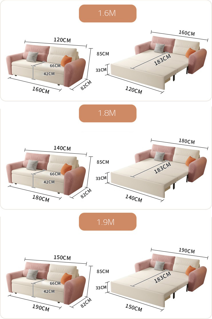 Sofa giường kéo cao cấp phối màu sáng tạo JES316