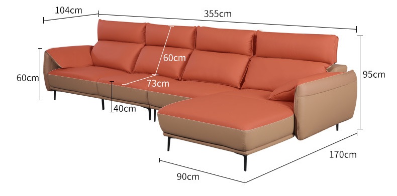 Sofa góc L bọc da tay vịn gập sang trọng FQH625