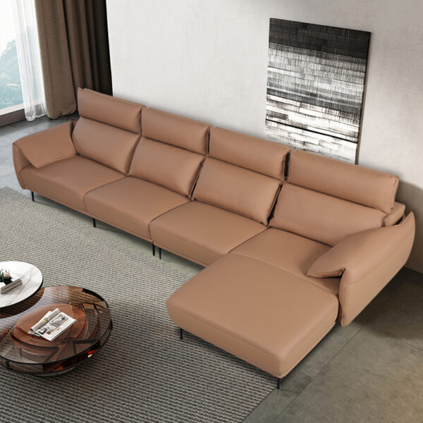 Sofa góc L bọc da tay vịn gập sang trọng FQH625