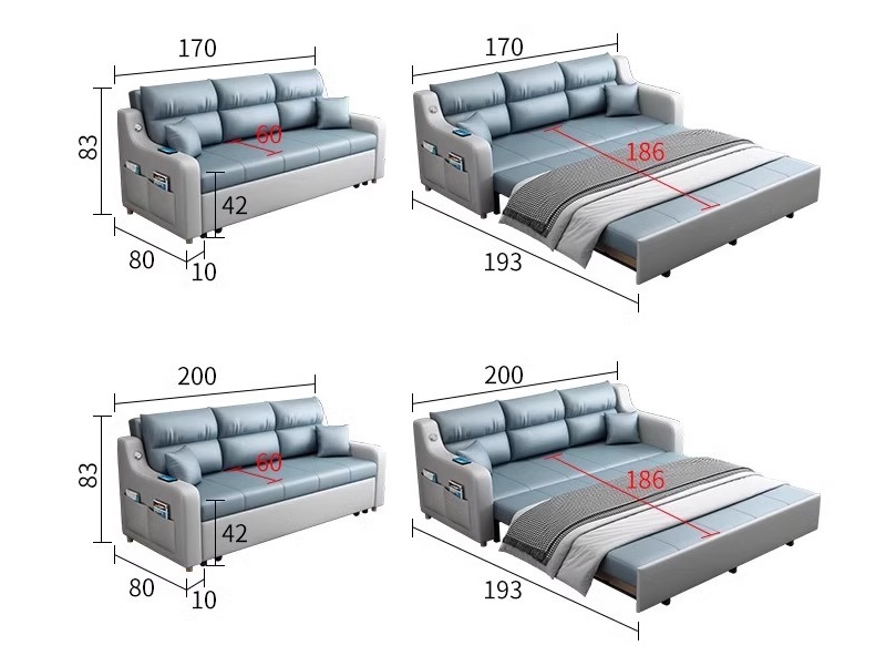 Sofa kết hợp giường kéo cao cấp nhiều màu JES395