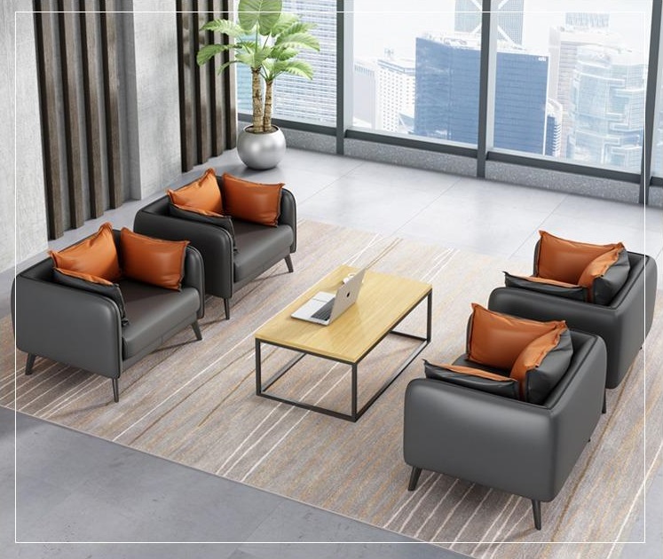 Sofa văn phòng bọc da sang trọng hiện đại SKM262