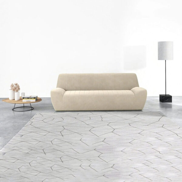 Sofa văng bọc vải nhung màu be mềm mại S119