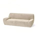 Sofa văng bọc vải nhung màu be mềm mại S119