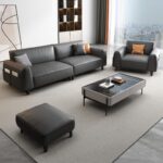 Sofa văng da phòng khách hiện đại cao cấp SKM378