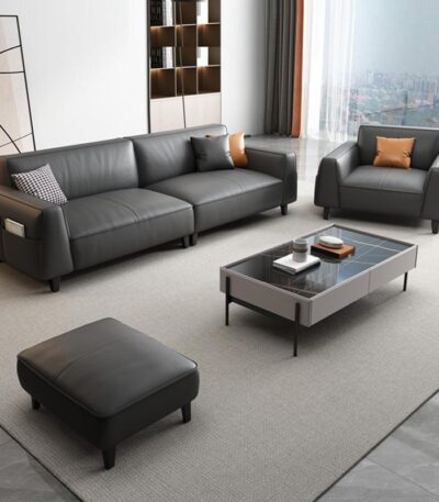 Sofa văng da phòng khách hiện đại cao cấp SKM378