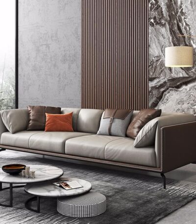 Sofa văng da tay vịn gập phong cách Ý SKM099