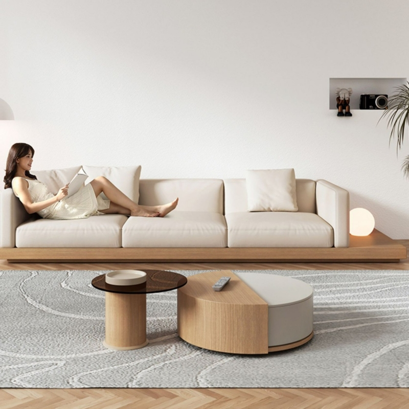 Bàn trà sofa gỗ xoay giấu ngăn lưu trữ độc đáo FSL011