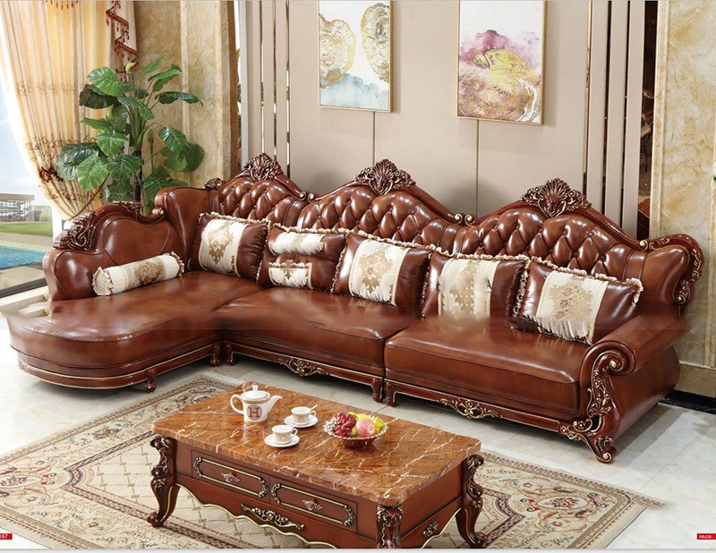 Ghế sofa tân cổ điển bằng da cao cấp