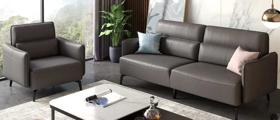 Ghế sofa văn phòng nhỏ dáng văng bọc da cao cấp