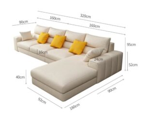 Kích thước sofa tiêu chuẩn góc chữ L