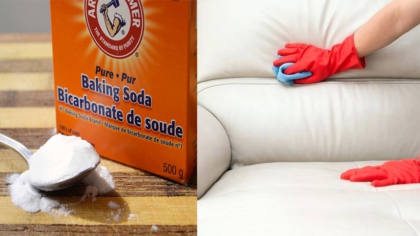 Làm sạch ghế sofa da bằng baking soda