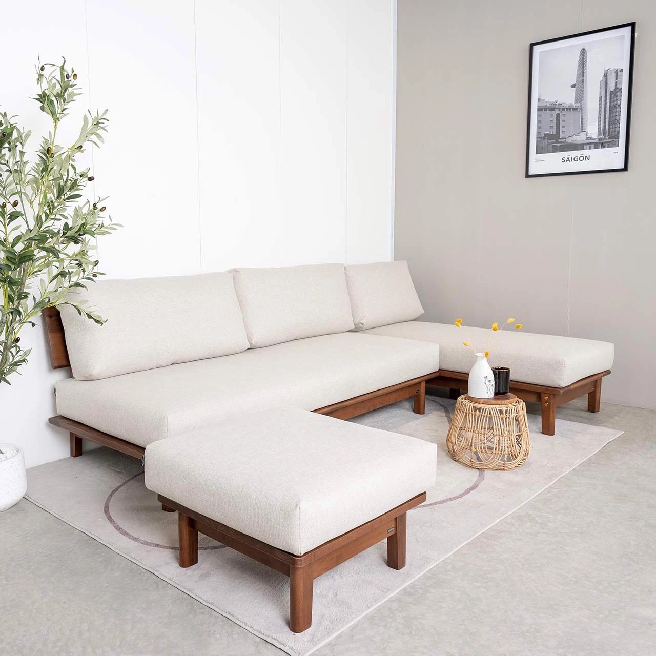 mẫu sofa góc không tay vịn