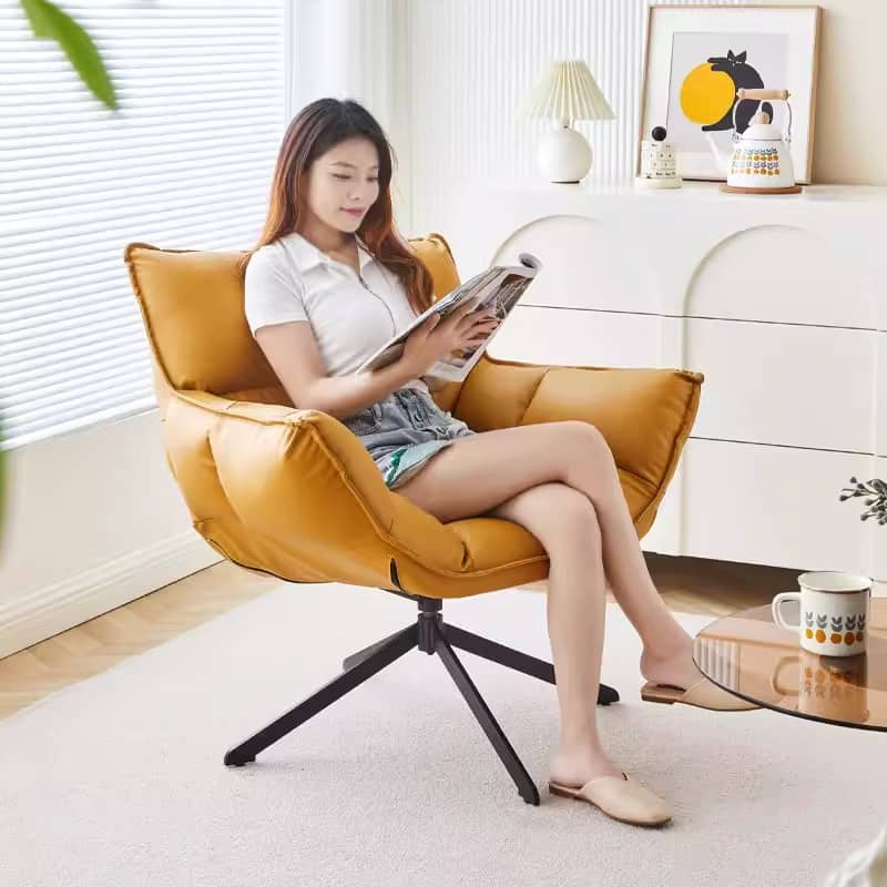 Mẫu ghế sofa đơn xoay 360 độ bọc da cao cấp