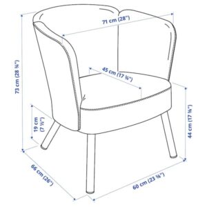 Kích thước ghế armchair có tay vịn tiện lợi